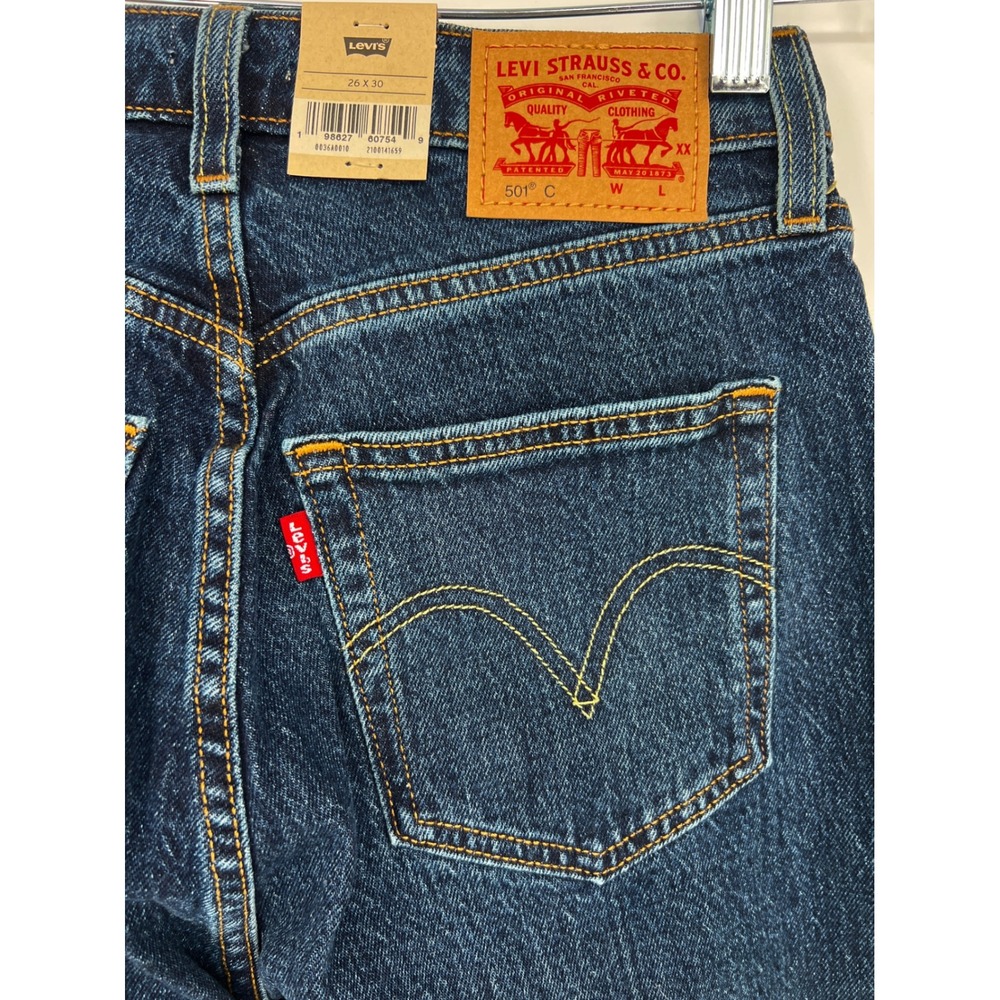 Levis 501 Curve High Rise Straight Leg Button Fly Stretch Jeans Womens 26x30 - Picture 3 of 6
